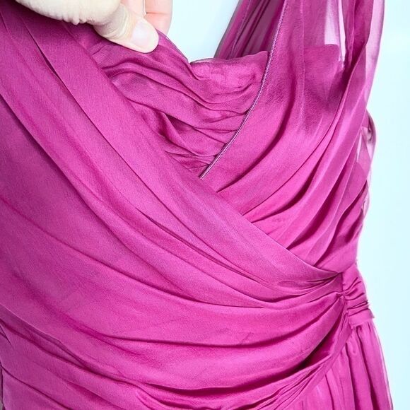 Dolce & Gabbana magenta silk chiffon bustier gathered fit & flare dress size 40 - Picture 15 of 16